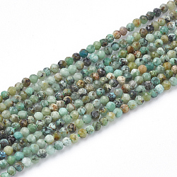 Brins de perles turquoises africaines naturelles (jaspe), ronde à facettes, 3mm, Trou: 0.5mm, Environ 138 pcs/chapelet, 15.5 pouce