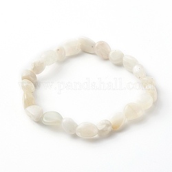Braccialetti elastici con perline di pietra di luna bianca naturale per bambini, pietra burrattata, pepite, diametro interno: 1-3/4~1-7/8 pollice (4.3~4.7 cm)