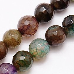 Natural Crackle Agate Beads Strands, Dyed, Faceted, Round, 8mm, Hole: 1mm