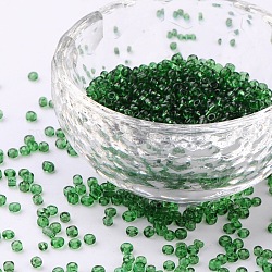 Runde Saatperlen, transparent, Runde, dunkelgrün, 12/0, 2 mm, Bohrung: 1 mm, 30000 Perlen / Pfund