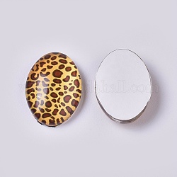 Glas cabochons, oval mit leopardenmuster, dunkelgolden, 18x13x5 mm