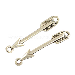 Tibetan Style Alloy Arrow Links connectors, Cadmium Free & Nickel Free & Lead Free, Antique Silver, 37x6x2mm, Hole: 2mm