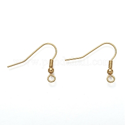 304 Stainless Steel Earring Hooks, Ear Wire, with Horizontal Loop, Real 18K Gold Plated, 23.5x19.5mm, Hole: 2mm, Pin: 0.7mm