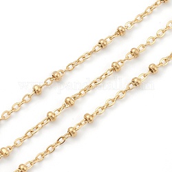 304 Edelstahl-Kabelketten, gelötet, mit runden Perlen und Spule, golden, 2.5x2x0.4 mm, 32.8 Fuß (10m)/Rolle