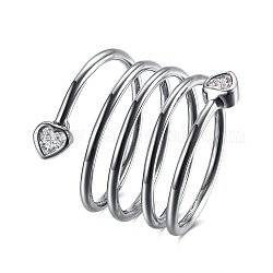 Elegante anillo de dedo de circonio cúbico de latón, anillos de banda ancha, corazón, Platino, nosotros tamaño 8 (18.1 mm)