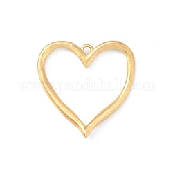 Matte Rack Plating Brass Pendants, Heart Charms, Long-Lasting Plated, Cadmium Free & Lead Free, Real 18K Gold Plated, 40x39.5x3.5mm, Hole: 3mm