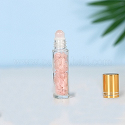 Rollerball-Flaschen aus natürlichem Rosenquarz, mit Kunststoffabdeckung, Spa-Aromatherapie ätherisches Öl leere Glasflasche, 2x8.5 cm, Kapazität: 10 ml (0.34 fl. oz)