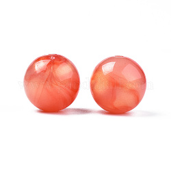 Opake Legierung Perlen, Zweifarbige Farbe, mit Glitzerpulver, Runde, Tomate, 19.5x19 mm, Bohrung: 2.5 mm, ca. 110 Stk. / 500 g
