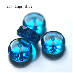 Imitation Austrian Crystal Beads, Grade AAA, Faceted, Flat Round, Dodger Blue, 8x3.5mm, Hole: 0.9~1mm