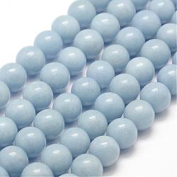 Chapelets de perles en angélite naturelle, perles d'anhydrite, ronde, 8mm, Trou: 1mm, Environ 46 pcs/chapelet, 15.5 pouce (39.5 cm)