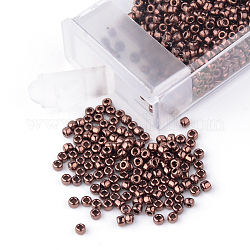 Mgb matsuno perle di vetro, giapponesi perline di vetro, 12/0 perline di seme di rocailles con foro rotondo metallico, caffè placcato, 2x1.5mm, foro: 0.8mm, circa 41000pcs/scatola, 450 g / borsa