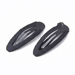 (Holiday Stock-Up Sale)Hair Accessories Spray Painted Iron Snap Hair Clips, with Grosgrain Ribbon, Black, 46.5~47x15.5~16mm