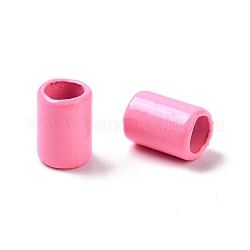 Säulengestell mit spritzlackierten Legierungsperlen für die Schmuckherstellung, Cadmiumfrei und Nickel frei und Bleifrei, neon rosa , 6.5x4.5 mm, Bohrung: 3.3 mm