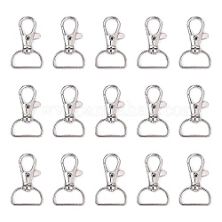 Iron Swivel D Rings Lobster Claw Clasps, Swivel Snap Hook, for Webbing Bags Straps, Platinum, 38x24x6mm
