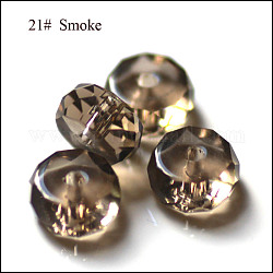 Perles d'imitation cristal autrichien, grade AAA, facette, plat rond, grises , 8x3.5mm, Trou: 0.9~1mm