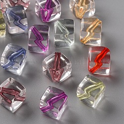 Perles en acrylique transparente, cube, couleur mixte, 13x14x13mm, Trou: 1.8mm, longueur de côté: 10 mm