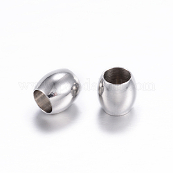 202 perline in acciaio inossidabile, barile, colore acciaio inossidabile, 6x6mm, Foro: 4 mm