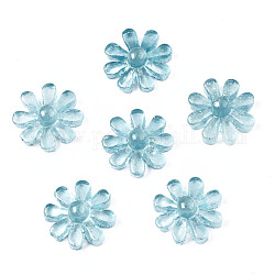 Кабошоны из прозрачной смолы, окрашенные распылением, цветок, голубой, 10x9.5x4 мм