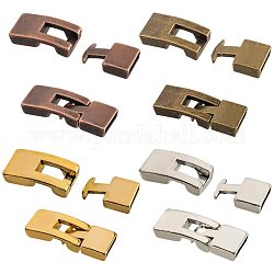PandaHall 32 Sets 10mm Leather Cord End Clasp 4 Colors Tibetan End Lock Rectangle Jewlery Clasps for Bracelet Necklaces Jewelry Making