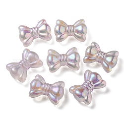 Placcatura uv perle acriliche trasparenti luminose, si illuminano al buio, bowknot, lavanda, 24.5x32.5x12mm, Foro: 4 mm