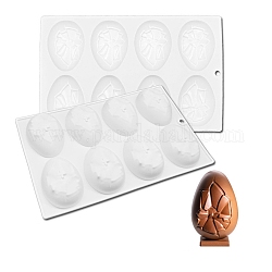 Moldes de silicona de calidad alimentaria para huevos sorpresa de media Pascua diy, moldes de fondant, moldes de resina, para chocolate, caramelo, Fabricación artesanal de resina uv y resina epoxi., 8 cavidades, patrón de crujido, 263x169x27mm, agujero: 8 mm, diámetro interior: 76.5x55 mm