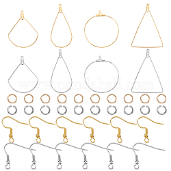 Unicraftale Big Wire Wrap Geometrie Bausatz für baumelnde Ohrringe, Inklusive 304 Edelstahldraht-Anhänger & Biegeringe & Ohrringhaken, Mischfarbe, 152 Stück / Karton