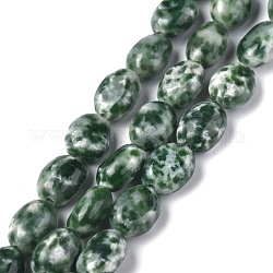Natürliche grüne Fleck Jaspis Perlen Stränge, Oval, 8x6x3.5~4 mm, Bohrung: 1 mm, ca. 45~52 Stk. / Strang, 15.16~15.74 Zoll (38.5~40 cm)