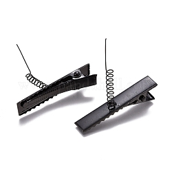 Plattierte Eisen Haarspange Zubehör, mit Feder, für DIY Dekoration Haarspange, Schwarz, Schwarz, 41x7.5x9.5 mm, Frühling: 33x3 mm, Stift: 0.5 mm