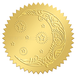 Autocollants en relief auto-adhésifs en feuille d'or, autocollant de décoration de médaille, Motif de lune, 5x5 cm