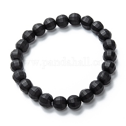 Perle di vetro smerigliato si estendono bracciali, sfaccettato, tondo, nero, perline: 8 mm, diametro interno: 2 pollice (5.1 cm)