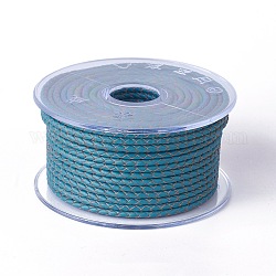 編み紐  革のアクセサリーコード  ジュエリーDIY製版材料  ミディアムターコイズ  6mm  約16.4ヤード（15m）/ロール