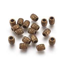 Antigüedades de estilo tibetano de bronce entrepieza de abalorios, sin plomo, sin cadmio y níquel, columna, 6.5 mm de diámetro, 8 mm de largo, agujero: 4 mm