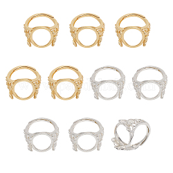Chgcraft 10 pz 2 colori anelli regolabili in ottone scavano fiori con vassoio ovale per la creazione di gioielli con anelli fai da te, d'oro e d'argento