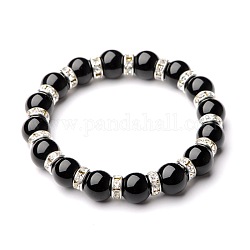 Bracelets élastiques en pierres gemmes, avec des perles de strass du Moyen-Orient en laiton plaqué argent, pierres fines, 54mm