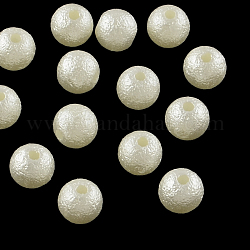 Perlas de imitación de plástico mate red abs abs, crema, 6mm, agujero: 1 mm