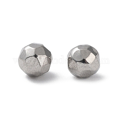 303 perline in acciaio inossidabile, Senza Buco / undrilled, taglio diamante, tondo, colore acciaio inossidabile, 4mm