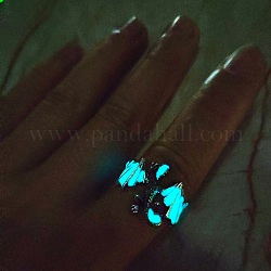 Люминесцентное кольцо-манжета с эмалевым драконом, массивное широкое кольцо из сплава, светящееся в темноте, для женщин, голубой, внутренний диаметр: 20 мм