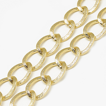 Unwelded Aluminum Curb Chains, Light Gold, 20x15.5x3x1.5mm