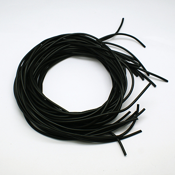 Synthétique cordon de perles en caoutchouc, rond et creux, noir, 4.0mm, Trou: 1.5mm, environ 1.09 yards (1 m)/fil