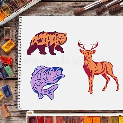 8 pezzi stencil per pittura con disegno animale