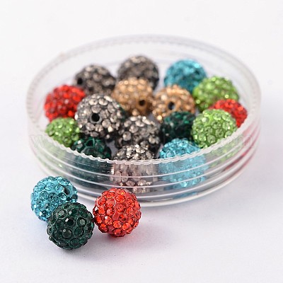 Grade A Rhinestone Pave Disco Ball Beads, for Unisex Jewelry Making, Round,  Crystal, PP11(1.7~1.8mm), 10mm, Hole: 1mm