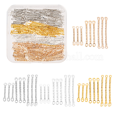 PandaHall 520pcs Earring Links Connectors, 12 Style Iron Bar Jewellery  Connector 2-Hole Earring Strip Stick Metal Findings Small Rod for Diy  Earring