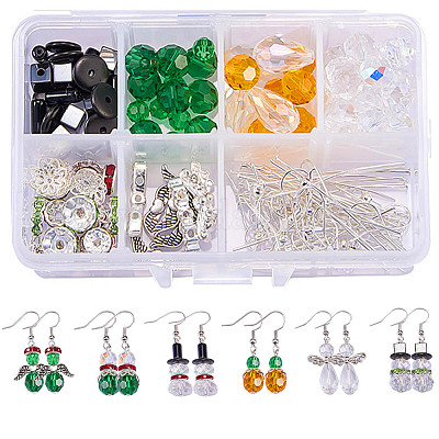 Wholesale SUNNYCLUE 1 Box DIY 10 Pairs Christmas Earrings Set Beading  Guardian Angel Charms Red Green Glass Crystal Beads Angel Wing Bead Crackle  Xmas Loose Spacer Beads for Jewelry Making Kits Adult
