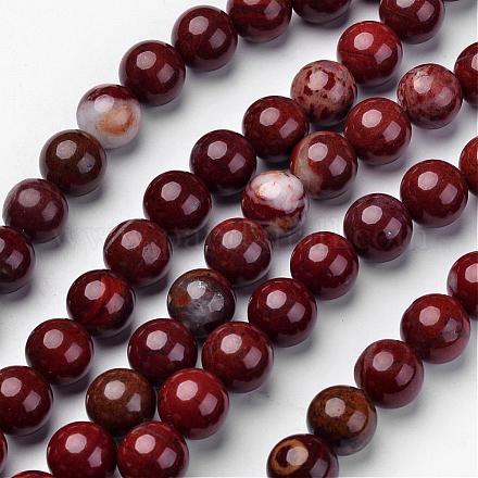 Chapelets de perles en jaspe rouge naturel G-D809--15-12mm-1