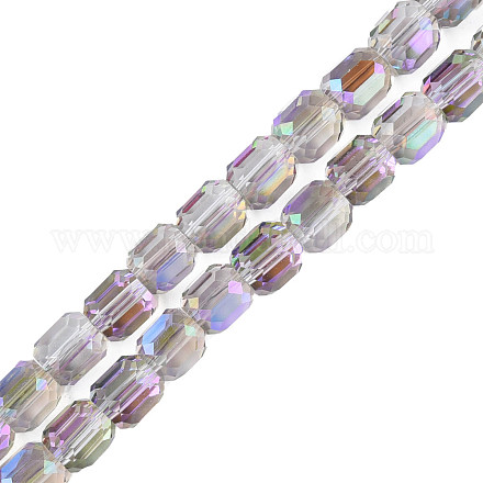 Electroplate transparentes abalorios de vidrio hebras EGLA-N002-32-C12-1