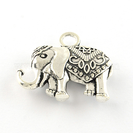 Elephant Tibetan Style Alloy Pendants TIBEP-R344-54AS-LF-1