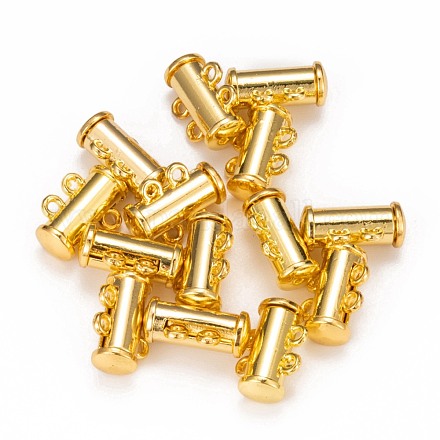 1連売り真鍮磁気スライドロックの留め金  アクセサリーのコンポーネント  2の穴  ゴールドカラー  4mm  穴：15x10mm KK-A248-G-1