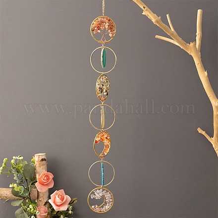 Natural Mixed Gemstone Wind Chime HJEW-P015-07-1