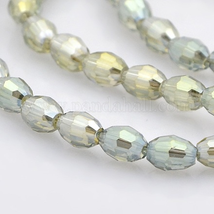 Full Rainbow Plated Glass Faceted Rice Beads Strands GLAA-A030A-FR02-1