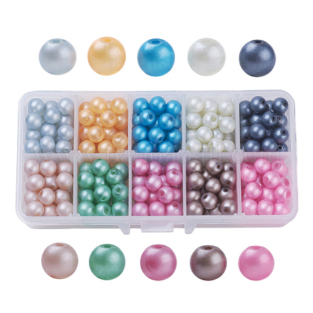 Perlas de vidrio pintado en aerosol opaco de 10 color DGLA-JP0001-06-1